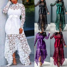 Usado, Vestido de noite formal feminino de renda manga comprida Bodycon Maxi Fashion plus size☾ comprar usado  Enviando para Brazil
