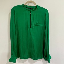 Camisa Cinq a Sept Kandice Top média com botões cinza mercúrio tecido iridescente comprar usado  Enviando para Brazil