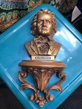 Usado, Placa de parede vintage MCM 491-2 3D busto BEETHOVEN ouro comprar usado  Enviando para Brazil