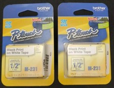 (pacote com 2) Brother P-Touch M-Tape M-231 1/2" PRETO sobre BRANCO 0,47 pol × 26,2 pés comprar usado  Enviando para Brazil