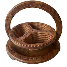 Cesta dobrável de madeira decoração rústica dobrável fazenda tigela de frutas comprar usado  Enviando para Brazil