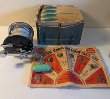 Molinete de pesca vintage Penn 65 Long Beach com caixa original e carretel manual super limpo, usado comprar usado  Enviando para Brazil