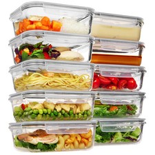 Usado, VTOPMART PACOTE COM 10 RECIPIENTES DE VIDRO PARA ARMAZENAMENTO DE ALIMENTOS (35OZ+22OZ) - CINZA comprar usado  Enviando para Brazil
