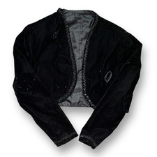 Jaqueta bolero vintage anos 80 veludo preto cropped acabamento lantejoulas festa noturna encolher os ombros comprar usado Jaqueta bolero vintage anos 80 veludo preto cropped acabamento lantejoulas festa noturna encolher os ombros comprar usado  Enviando para Brazil