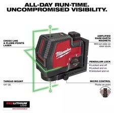 Kit de nível laser Milwaukee 3622-21 M12 12V Li-ion verde linha cruzada com pontos de prumo comprar usado  Enviando para Brazil