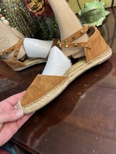 Sandálias rasas Marc Fisher Maci couro camurça caramelo cravejado espadrille 7,5, usado comprar usado  Enviando para Brazil