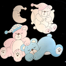 Conjunto de 3 peças de pendurar parede aglomerado vintage MCM Sleeping Teddy Beasr and Moon comprar usado  Enviando para Brazil