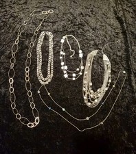 5 silver necklaces for sale  Floral Park