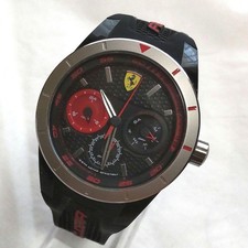 Ferrari Scuderia relógio cronógrafo mostrador preto vermelho caixa moldura prata comprar usado  Enviando para Brazil