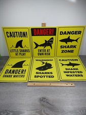 6 - Decorações de festa Shark Zone, placas engraçadas de decoração de parede para aniversário infantil  comprar usado  Enviando para Brazil