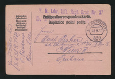 Feldpost-Karte 420 K.k. Ldw. Inft. Regt. Gruz Nr. 37   5. Feldkompagnie na sprzedaż  Wysyłka do Poland