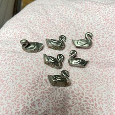 JANTAR FRANCÊS Suporte para CARTÃO DE MESA Cisne CONJUNTO VINTAGE 6 NOMES Menu PRATA Prato Metal comprar usado  Enviando para Brazil