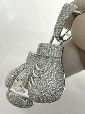 Pingente de luva de boxe de moissanita real corte redondo 2,20 ct folheado a ouro branco 14K comprar usado  Enviando para Brazil