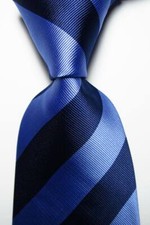 Nova gravata masculina clássica listrada azul escuro azul claro tecido jacquard seda comprar usado  Enviando para Brazil