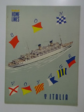 Folheto Vintage Home Lines Bon Voyage MS Italia #F-34 comprar usado  Enviando para Brazil