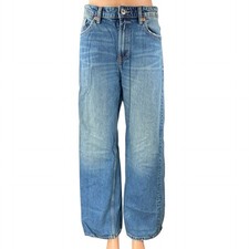 Calça jeans Zara feminina azul reta perna larga cintura alta folgada tamanho 6 comprar usado  Enviando para Brazil
