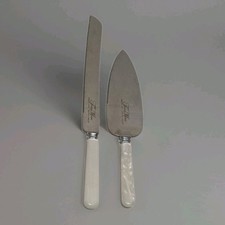 Faca de aço inoxidável vintage para bolo de casamento Sheffield Inglaterra 2 peças, FAUX MADREPÉROLA  comprar usado  Enviando para Brazil