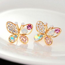 1 par de brincos de cristal zircônia plugue ouro borboleta comprar usado  Enviando para Brazil