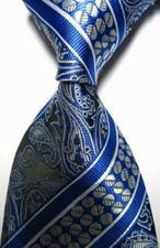 Quente! Gravata masculina listrada azul branca tecido jacquard 100% seda Paisleys comprar usado  Enviando para Brazil