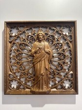 Estátua de madeira do Sagrado Coração de Jesus decoração exclusiva de madeira arte de parede para... comprar usado  Enviando para Brazil