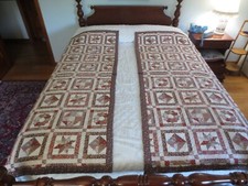 Par de colchas de algodão MARROM E FERRUGEM CHEATER PATCHWORK lance ou capa - 49" x 69" cada. comprar usado  Enviando para Brazil