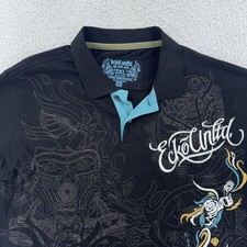 Camisa polo masculina Ecko Unltd 2XL preta gráfica bordada dragão urbano streetwear comprar usado  Enviando para Brazil