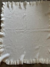 Cobertor térmico vintage Morgan branco waffle tecido bebê borda de cetim com babados 32 X 36 comprar usado  Enviando para Brazil