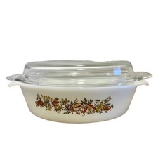 ANCHOR HOCKING FIRE KING 433 NATURE'S BOUNTY GARDEN 1,5 qt CAÇAROLA PRATO COM TAMPA comprar usado  Enviando para Brazil