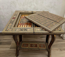 Mesa de jogo dobrável incrustada de madeira de marchetaria de Damasco década de 1940 comprar usado  Enviando para Brazil