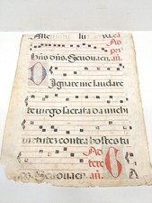 Antigo canto de pergaminho medieval música manuscrita latina iluminada gregoriana 19x16 comprar usado  Enviando para Brazil