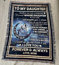 Cobertor de tapeçaria para minha filha da mãe mensagem citação presente lobo natureza lua, usado comprar usado  Enviando para Brazil