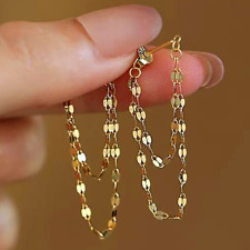 Pendientes colgantes de borla de 2 capas con poste de plata 925 para mujer joyas plata/oro segunda mano  Embacar hacia Mexico