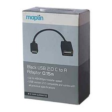 0.15M Maplin USB A 2.0 Female To USB Type C Male On The Go OTG Cable, usado comprar usado  Enviando para Brazil