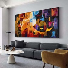 Usado, Pintura a óleo abstrata pintada à mão personalizada decoração de sala de estar pendurada comprar usado  Enviando para Brazil