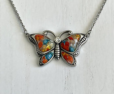 Collar Mariposa Cristal Estilo Murano Millefiori Acero Inoxidable 316L 20" segunda mano  Embacar hacia Argentina