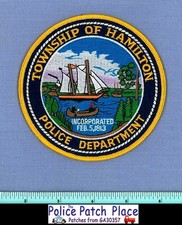 HAMILTON TOWNSHIP NEW JERSEY Adesivo de Ombro Policial CANOA INDIANA NAVIO À VELA ANTIGO comprar usado  Enviando para Brazil