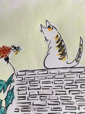 Aquarelle peinture chat d'occasion  Valence-d'Albigeois