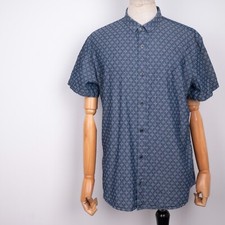 Camisa ARMANI EXCHANGE masculina manga curta botão geométrico manga curta azul GG comprar usado  Enviando para Brazil