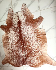 Usado, Tapete de couro bovino natural marrom e branco salpicado couro genuíno comprar usado  Enviando para Brazil