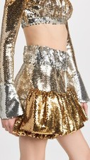 Mini-saia Paco Rabanne ouro prata lantejoulas em camadas 36 babados bainha futurista glam comprar usado  Enviando para Brazil