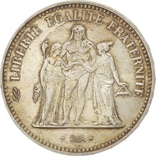 [#397337] Francja, 50 Francs, Hercule, 1974, Wydanie hybrydowe, Srebro, AU(50-53, używany na sprzedaż  Wysyłka do Poland