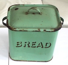 vintage enamel bread bin green for sale vintage enamel bread bin green for sale SWANSEA