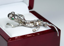 Argento - Spilla Vintage Designer - Smeraldi - Forma Di Salamandra comprar usado  Enviando para Brazil