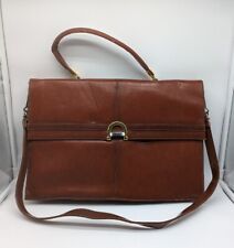 Bolsa espelhada vintage Lou Taylor Snap Flap top couro marrom ombro escondido *Grande comprar usado  Enviando para Brazil