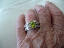Usado, ANEL 1,4"" R SOLITARE AMARELO DIAMANTE FALSO TOM PRATA QUADRADO ÍMPAR TRASEIRO TAMANHO 8 #29/9 comprar usado  Enviando para Brazil