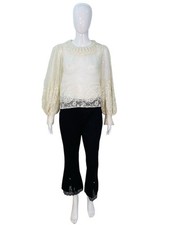Blusa túnica Doen feminina bordada com babado gola redonda organza tamanho M comprar usado  Enviando para Brazil
