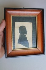 Usado, Silhueta primitiva antiga do século XIX emoldurada pintada à mão, cavalheiro comprar usado  Enviando para Brazil
