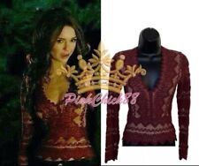 Raro Katherine Pierce - Nina Dobrev Vampire Diaries Borgonha Manga Longa Decote V comprar usado  Enviando para Brazil