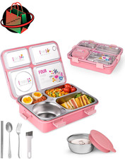 Usado, Lancheira de aço inoxidável para adultos, 28,7 oz 4 compartimentos fofa caixa Bento lanche infantil  comprar usado  Enviando para Brazil