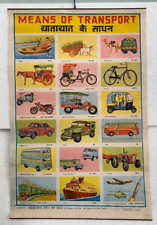 ANTIGUO PAPEL DE CARTA COLGANTE DE PARED IMPRESIÓN GRANDE MULTICOLOR MEDIOS DE TRANSPORTE VINTAGE segunda mano  Embacar hacia Mexico